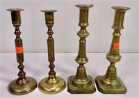 Pr. Brass candlesticks, 9" tall, 3.25" sq. base /