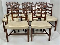 Eight ribbon back dining chairs, molded leg