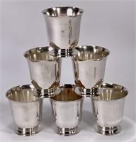 6 Sterling Julep cups, 3.25" tall, 3" diameter,
