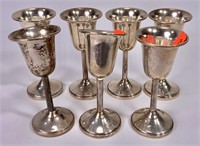 5 sterling cordials, weighted, 3.75" tall x 1.75"