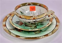 Oriental cup and saucer, plate - 7" diameter