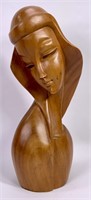 Wooden sculpture -female figure - 19" tall, 7"