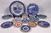 Blue and white plates, saucers, cup plates,