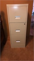 3 drawer filing cabinet with key