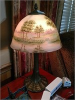 Reverse Painted Decorator Lamp 20"