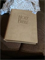 Large White Family Bible 1960s Some Wear
