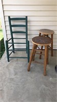 Wooden stools, chair