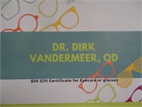 $50 Gift Certificate for Eyeware or Glasses