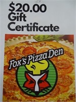 (2) $10 Gift Certificates for Fox's Pizza