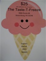 $25 Gift Certificate for The Taste T Freeze