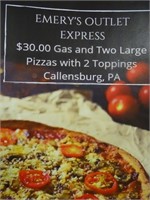 $30 Gas & 2 Large Pizzas w/ 2 Toppings