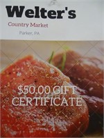 $50 Gift Certificate for Welter's Country Market
