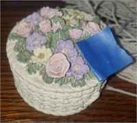 Small Hand Painted Floral Trinket Box