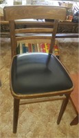 Wood/ Black Seat Chair