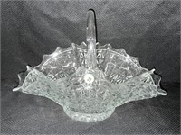 LARGE CLEAR GLASS HANDLED BASKET