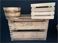LOT OF 3 WOOD CRATES AND PLANTERS