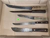 LOT OF 5 BUTCHER KNIVES SOME HAND FORGED