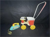 FISHER PRICE MUSIC BOX IRON AND DOLL STROLLER