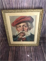 Adler Old Man Signed & Framed Painting