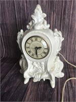 Antique White Mantle Clock by Lanshire