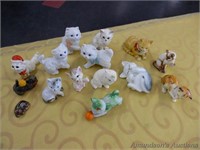Assortment of Small Ceramic Cats + 2 McD's toys