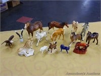 Various Small Ceramic Horses + 2 Eagles