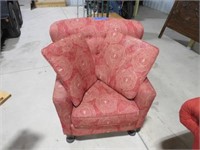 Red Occassional Chair w/ Throw Pillows Approx 34”