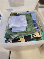 2 Small Bins of Fabric Assortment & Quilting