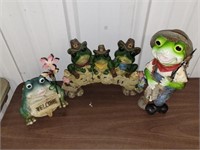 Frog Lawn Ornaments Set of 3 Tallest 12” T