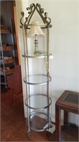 4 TIER WROUGHT IRON AND GLASS DISPLAY