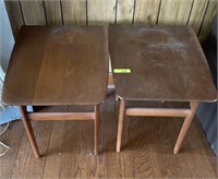 PAIR OF MID CENTURY MODERN SIDE TABLES, TEAK?