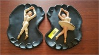 PAIR OF PORCELAIN BALLERINA WALL PLAQUES