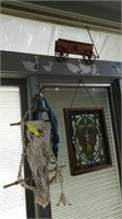 GROUP LOT- BELL, STAINED GLASS, MACRAME