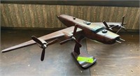 WOODEN CARVED AIRPLANE MISSING TAIL
