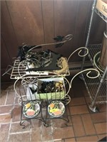 GROUP LOT- WROUGHT IRON, PLANT STANDS,