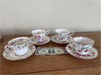 4 Royal Stanford Cups & Saucers