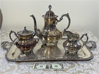 Vintage Silverplate Tea Set with Tray