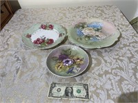 3 Vintage Plates- 1 has been repaired