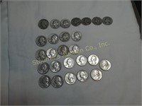 26 Silver quarters 1932-1964