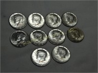 10 1964 Kennedy half dollars