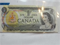 Ottawa 1973 $1 Canadian dollar note