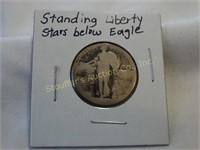 Stand Liberty Quarter Stars below Eagle