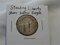 Standing Liberty Quarter stars below eagle