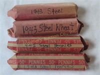 4 Rolls of Steel pennies 1943