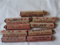 9 Rolls of Wheat pennies