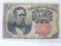 1874 Red Seal Fractional Currency Issued 10 cents