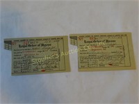 Moose Hagerstown MD dues receipt 1924 & 1926
