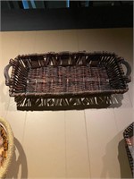 Long Dark Weaved Wooden Basket Restaurant Decor