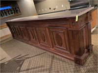 16' wood server counter Corian top cherry wood bar