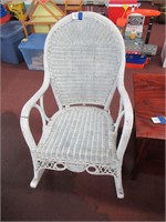 white whicker rocking chair